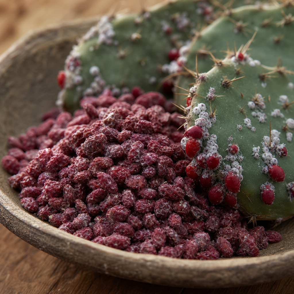 Berries on a plant and cactus leaves