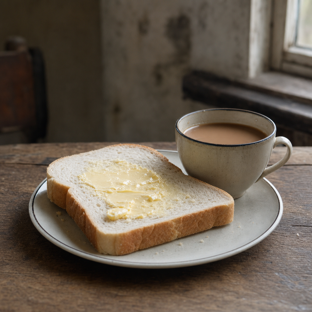 butter, bread and a cup of tea