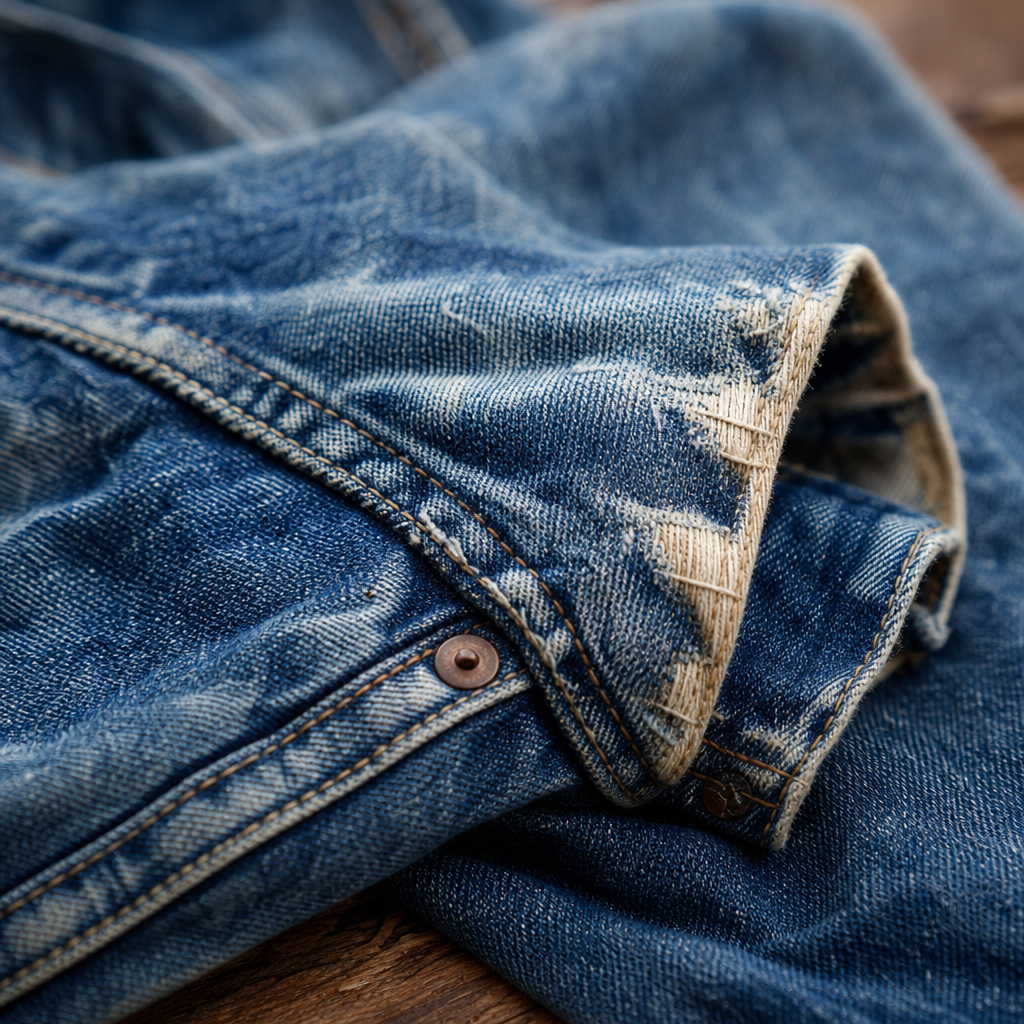 Disintegrating denim clothes