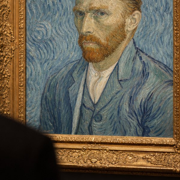 Artist portrait painting — detail