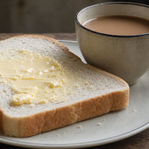 butter, bread and a cup of tea — detail