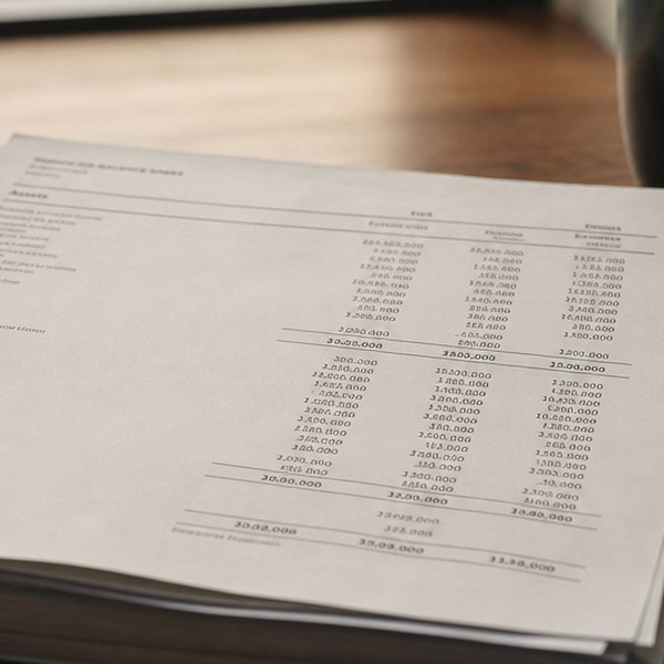 A balance sheet on a desk — detail