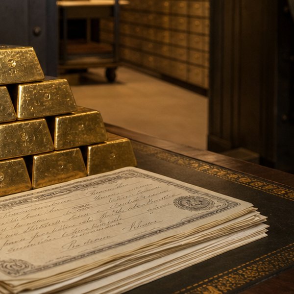 Gold Bars and Old Share Certificates — detail